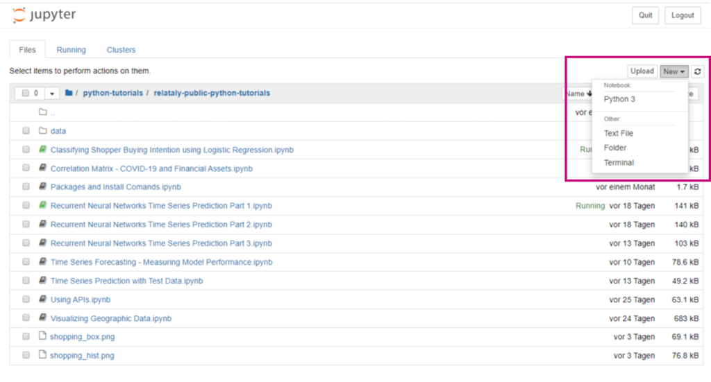 File Management of the Jupyter Python Environment
