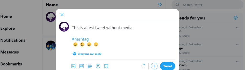 Submitting a Twitter Tweet