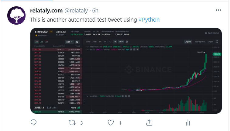 Twitter tweet with an image attached