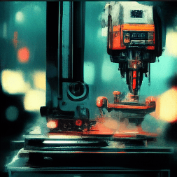 Image of a CNC milling machine. Image created with Midjourney