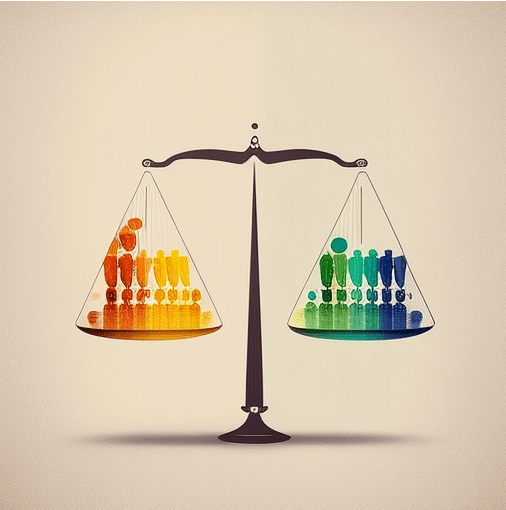 We can consider fairness towards sensitive features during the training of a machine learning model, by using the fairness constraints. Image created with Midjourney.