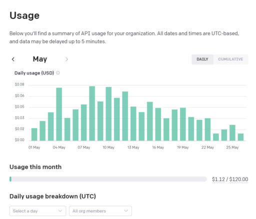 To give you an idea, my monthly openai costs for running the bot are between less than 2 $