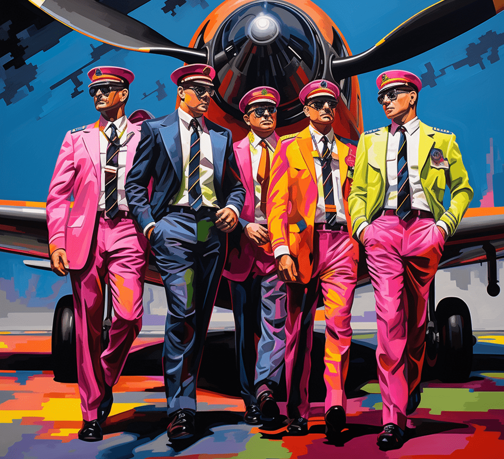 Image of human pilots standing in front of an airplane, symbolizing the role of AI Copilots in shaping our interaction with software and its design.