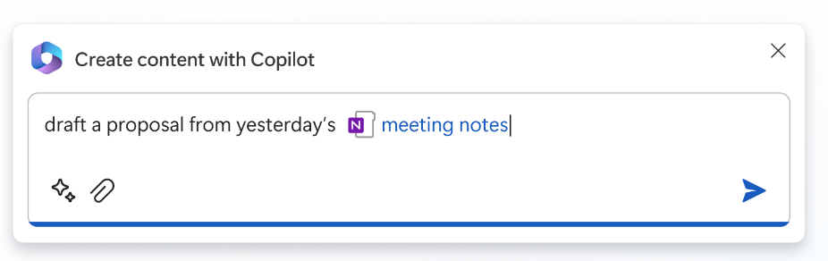 Sample Copilot chat window in M365 Office